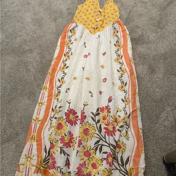 $228 FREE PEOPLE Bali Honeydew Jumpsuit Pantsuit Yellow Floral Print Size Medium - Picture 7 of 11